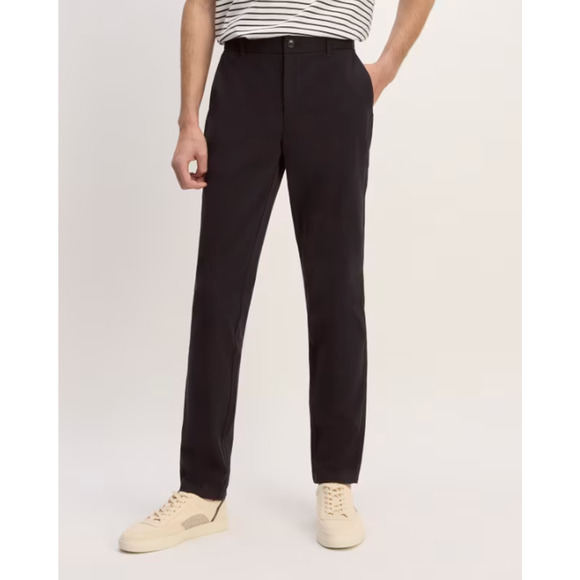 Everlane Uniform Men's Performance Chino Pants 35x32 Black Flat Front NWT